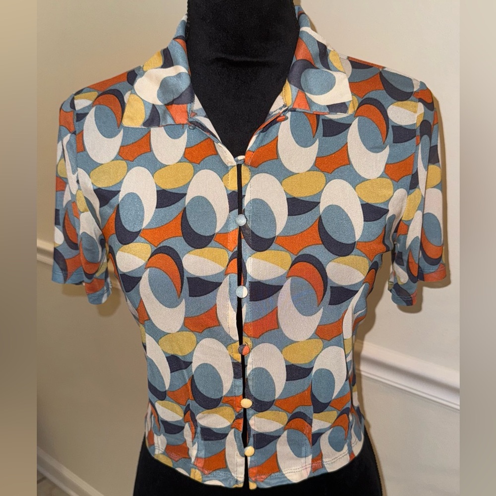 Sweet Rain Multicolor Retro Button Down Shirt
